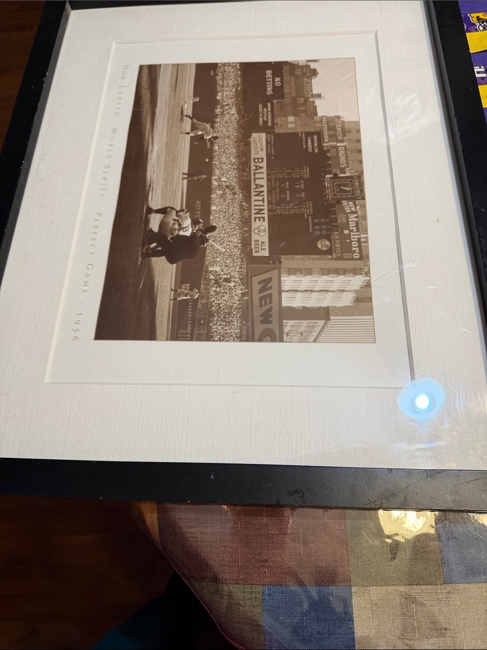 Sepia Baseball Print in Black Frame - Unbranded